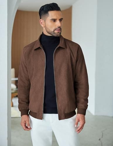 Men's Casual Suede Bomber Jacket