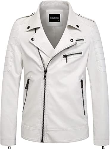 Chouyatou Men's Vintage Lightweight Faux Leather Biker Jacket