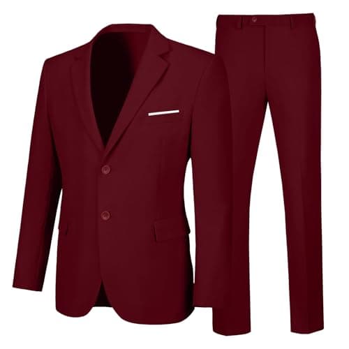 Elionm Men's Slim Fit 2-Piece Business Wedding Tuxedo Suit Jacket and Pants