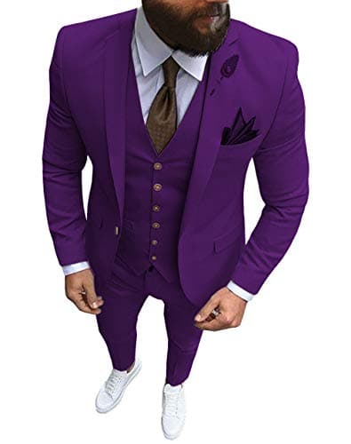 Solove-Suit Men's 3-Piece Regular Fit One-Button Formal Suit for Wedding