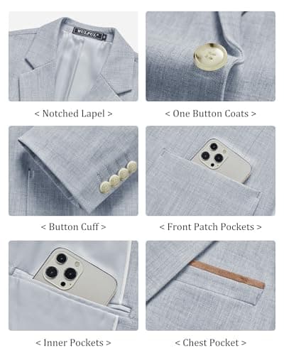 WULFUL Men's Regular Fit Linen Cotton Blazer with Pockets