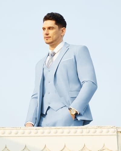 Saruit Men'sSlim Fit Tuxedo Suit 3PC 2-Button Prom Wedding Party