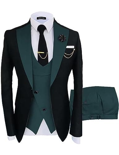 Wangyue Men's Slim Fit 3-Piece Suit for Weddings and Formal Events