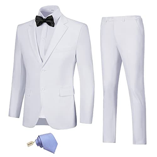 Slim Fit Suit Set for Men: Solid Color Jacket, Pants, and Tie