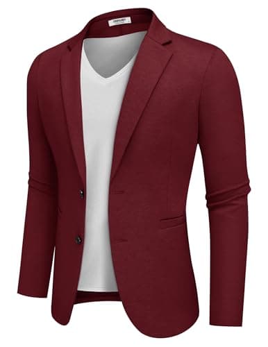 COOFANDY Men's Casual Two-Button Knit Blazer Lightweight Sport Coat Suit Jacket
