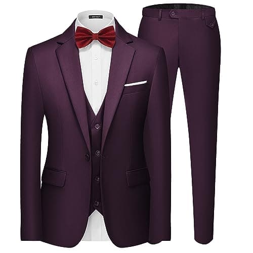 MAGE MALE Men's 3-Piece Slim Fit Suit Set: Elegant Blazer, Vest, and Pants