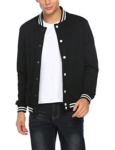 COOFANDY Men's Slim Fit Cotton Varsity Baseball Bomber Jacket