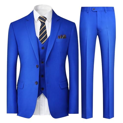 Cloudstyle Mens Classic Fit 3-Piece Wedding Dress Suit Jacket, Vest & Pants