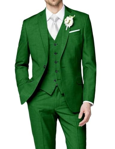 HUUTOE Men's Slim Fit Wedding Groomsmen Tuxedo Set Blazer Jacket Pants