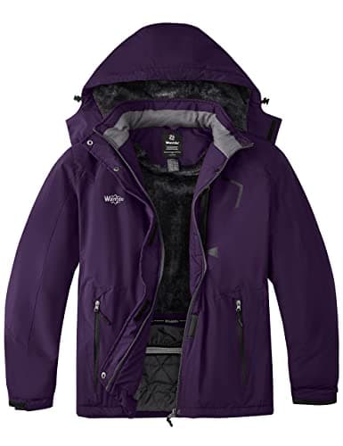 wantdo Women's Plus Size Waterproof Ski Jacket Winter Warm Hooded Coat