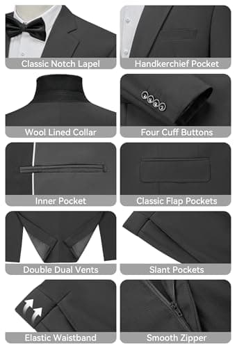 WEEN CHARM Men's Slim Fit 2 Piece One Button Blazer & Trousers Suit for Wedding Prom