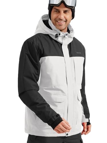 FREE SOLDIER Men's Waterproof Winter Ski Jacket with Hood and Fleece Lining
