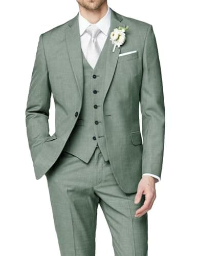 HUUTOE Men's Slim Fit Wedding Groomsmen Tuxedo Set Blazer Jacket Pants
