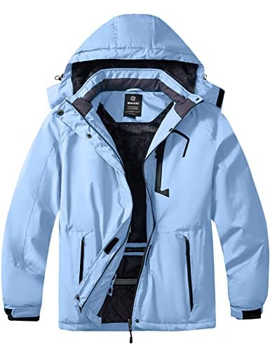 wantdo Women's Plus Size Waterproof Ski Jacket Winter Warm Hooded Coat