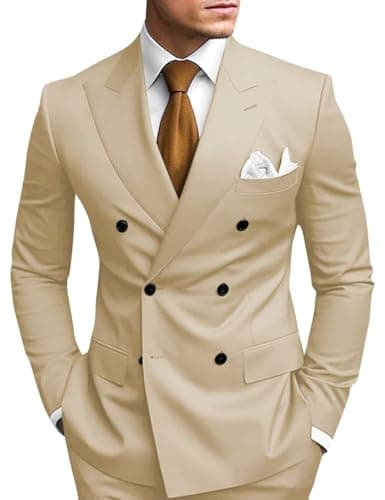 Double Breasted Suit Men Slim Fit 2 Piece Wedding Prom Set