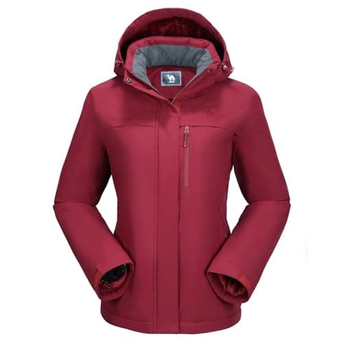 CAMEL CROWN Women's Waterproof Winter Ski Jacket Hooded Fleece Snowboarding Coat