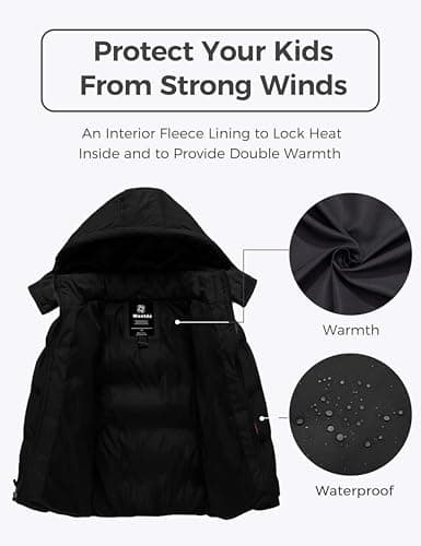 Wantdo Boys' Winter Warm Waterproof Puffer Jacket with Hood