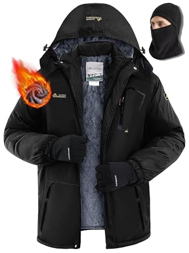 WOSONG Men's Winter Ski Coats, Fleece-Lined & Balaclava, Waterproof & Windproof
