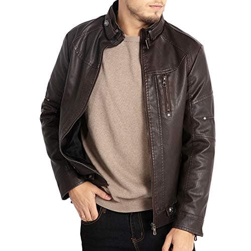 WULFUL Men's Vintage Leather Motorcycle Jacket