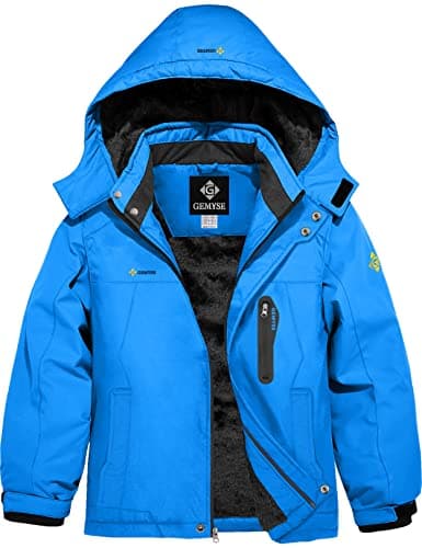 GEMYSE Boy's Waterproof Winter Snow Jacket with Hood and Fleece Liner
