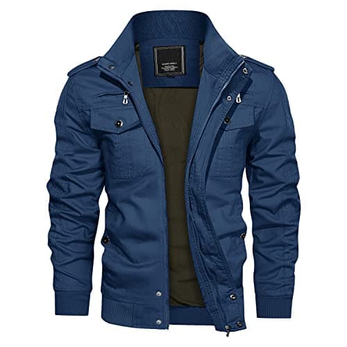 CRYSULLY Men's Casual Windbreaker Jacket with Cargo Pockets