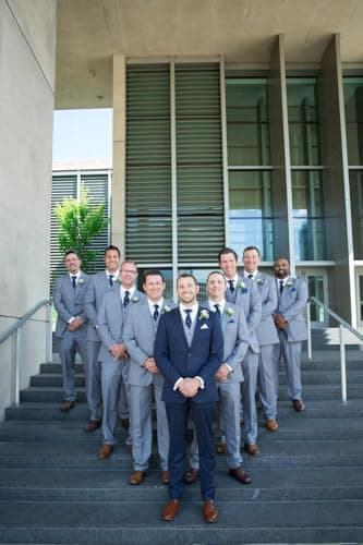 HUUTOE Men's Slim Fit Wedding Groomsmen Tuxedo Set Blazer Jacket Pants