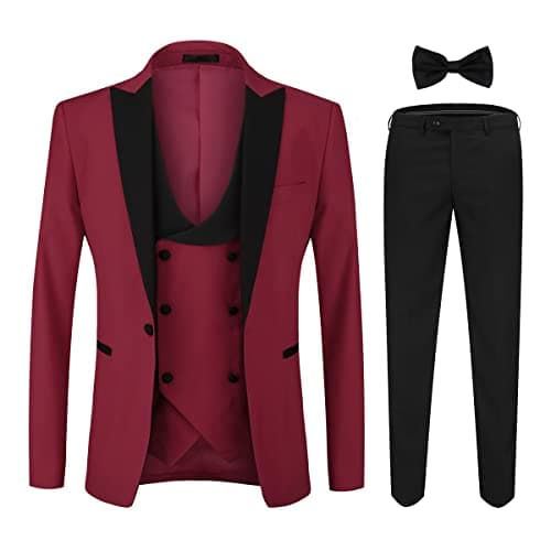 YFFUSHI Men's Slim Fit One-Button Prom Suit Set