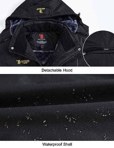 Rdruko Men's Waterproof Insulated Fleece Ski Jacket for Winter Mountaineering