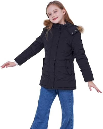 WULFUL Girl's Winter Waterproof Down Puffer Jacket with Warm Hood