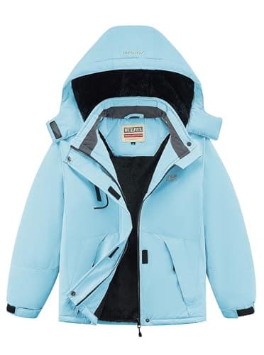 WULFUL Girl's Waterproof Ski Jacket Winter Snow Coat