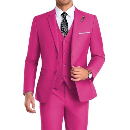 Mrbuerly Men's Slim Fit 3-Piece Suit for Groomsmen with Tie and Pants XS/36-30