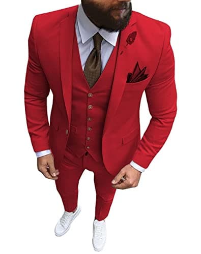Wangyue Men's Slim Fit 3 Piece Suit Set