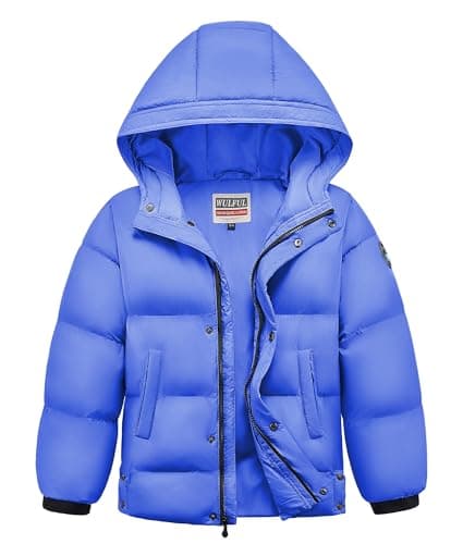 Boys Winter Hooded Puffer Jacket for Outdoor - Simplified English