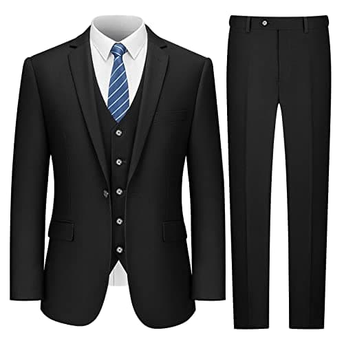 Slim Fit 3 Piece Men's Suit - LUPURTY Tuxedo Set with Jacket, Vest, Pants and Tie