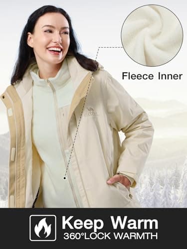 CAMEL Women's 3-in-1 Winter Ski Jacket Waterproof Snow Coat