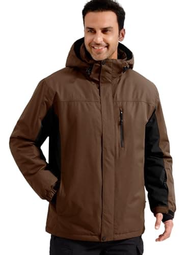 FREE SOLDIER Men's Waterproof Winter Ski Jacket with Hood and Fleece Lining