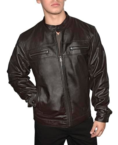 Men's Genuine Leather Racing Motorcycle Jacket