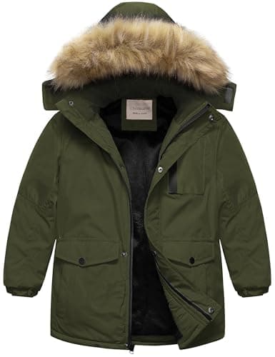 Chrisuno Boys' Waterproof Long Parka Winter Windbreaker Coat