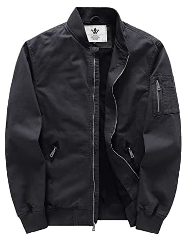 WenVen Men's Lightweight Cotton Flight Bomber Jacket