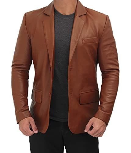 Black & Brown Real Lambskin Leather Blazer for Men