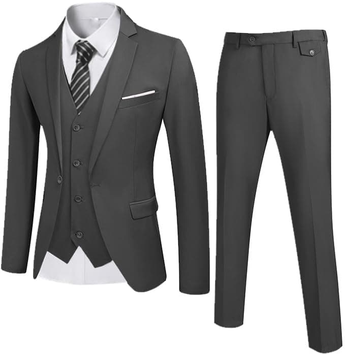 COOFANDY Men's 3 Piece Slim Fit Wedding Suit Set Groom Tuxedo