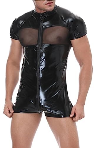 MALE SHINY PATENT LEATHER JACKET SLIM FIT NIGHTCLUB PARTY WEAR