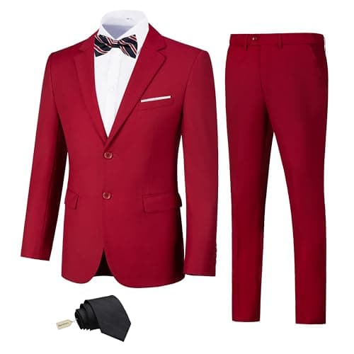 Slim Fit Suit Set for Men: Solid Color Jacket, Pants, and Tie