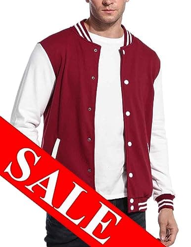 COOFANDY Men's Slim Fit Cotton Varsity Baseball Bomber Jacket