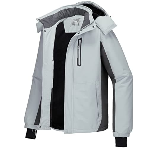 Men's Waterproof Winter Ski Jacket with Detachable Hood and Fleece Lining by CAMEL CROWN.