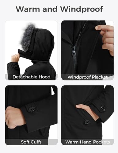 Wantdo Boys' Winter Waterproof Puffer Jacket with Hood & Fleecy Lining
