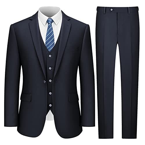 Slim Fit 3 Piece Men's Suit - LUPURTY Tuxedo Set with Jacket, Vest, Pants and Tie