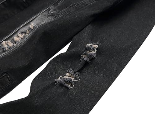 QIMYUM Men's Distressed Slim Denim Jean Jacket