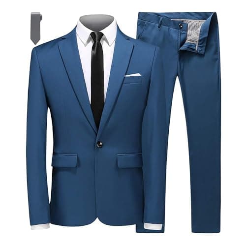 Mogu Men's Slim Fit 2-Piece Tuxedo Suit for Weddings and Formal Events