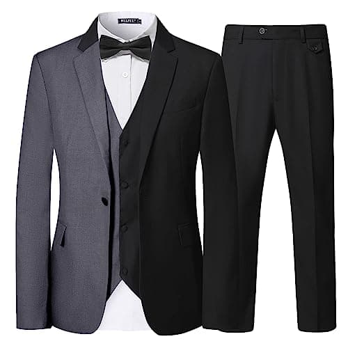 WULFUL Men’s Slim Fit 3-Piece Suit: Blazer, Vest & Pants for Business and Weddings